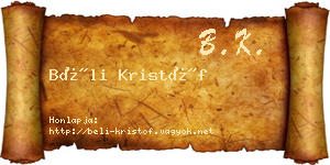 Béli Kristóf névjegykártya
